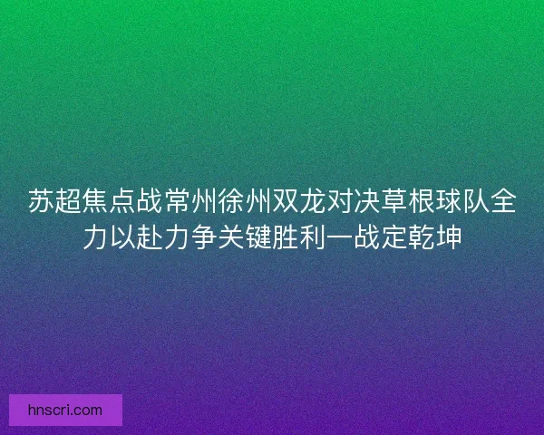 苏超焦点战常州徐州双龙对决草根球队全力以赴力争关键胜利一战定乾坤