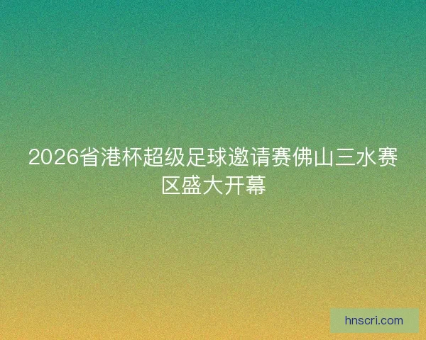 2026省港杯超级足球邀请赛佛山三水赛区盛大开幕